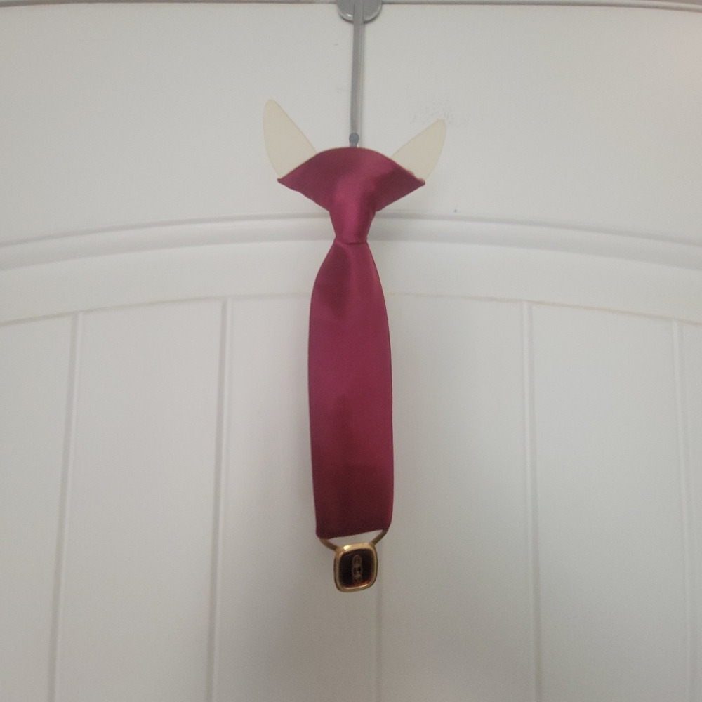 Red collar tie with initials FLT